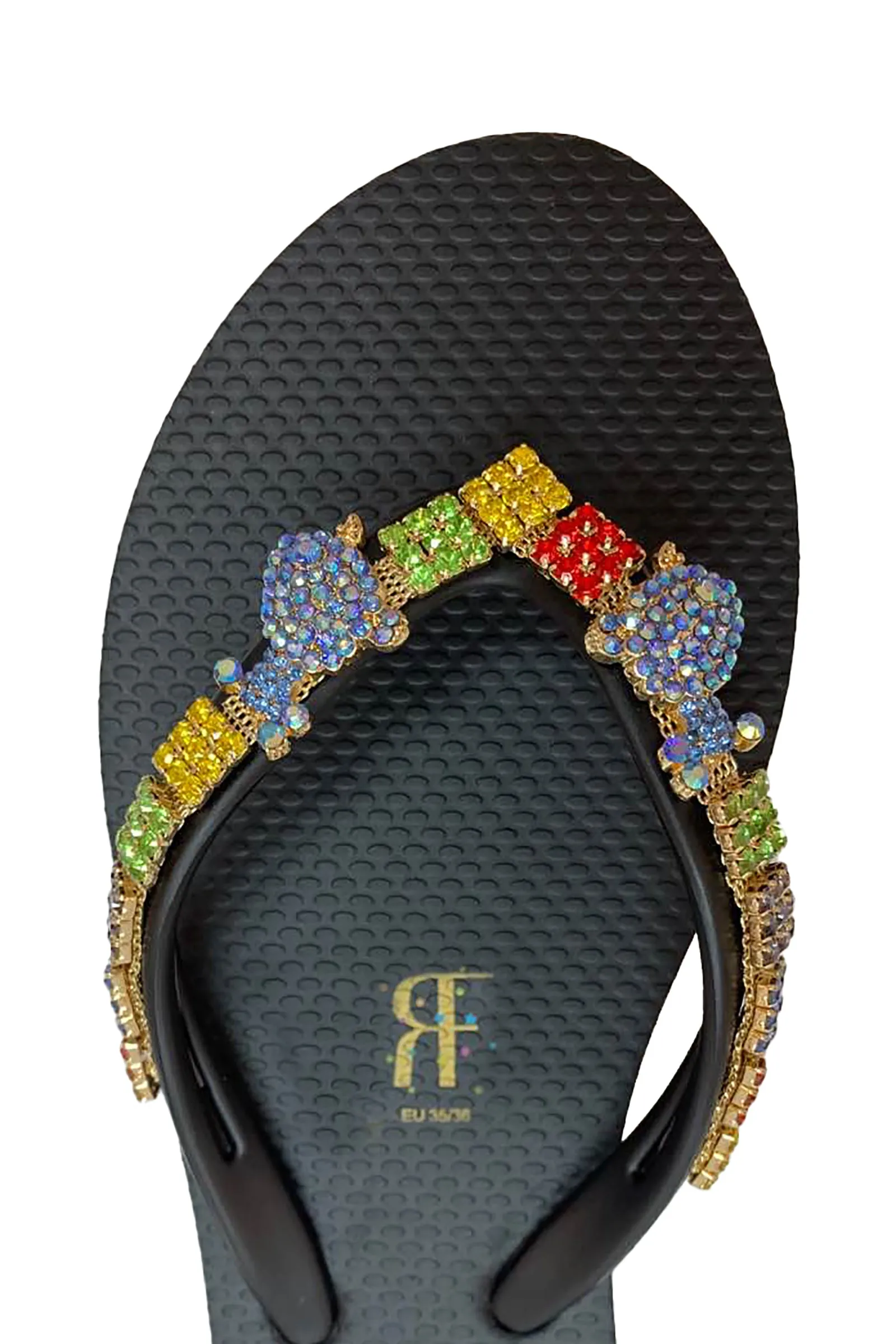 Poodle Rhinestone Black Flip Flop