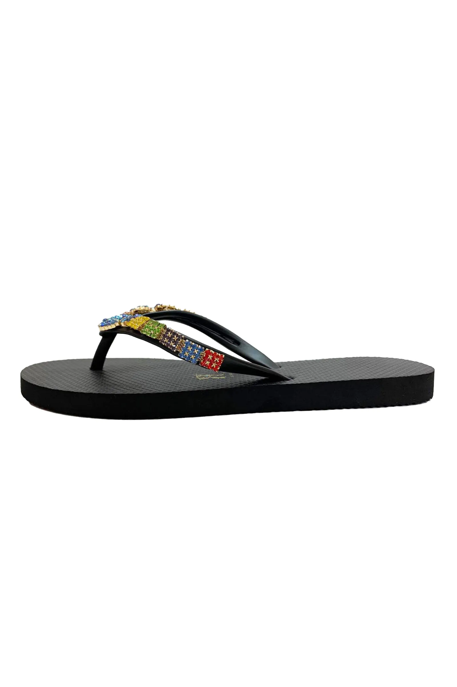 Poodle Rhinestone Black Flip Flop