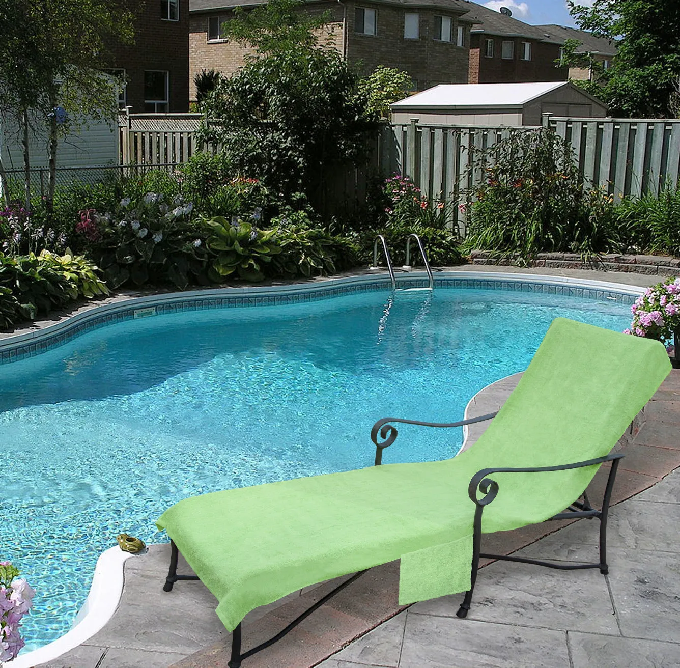 Pool Side Lounge Chair Chaise 100% Cotton Cover with Side Pocket (Various Colors)