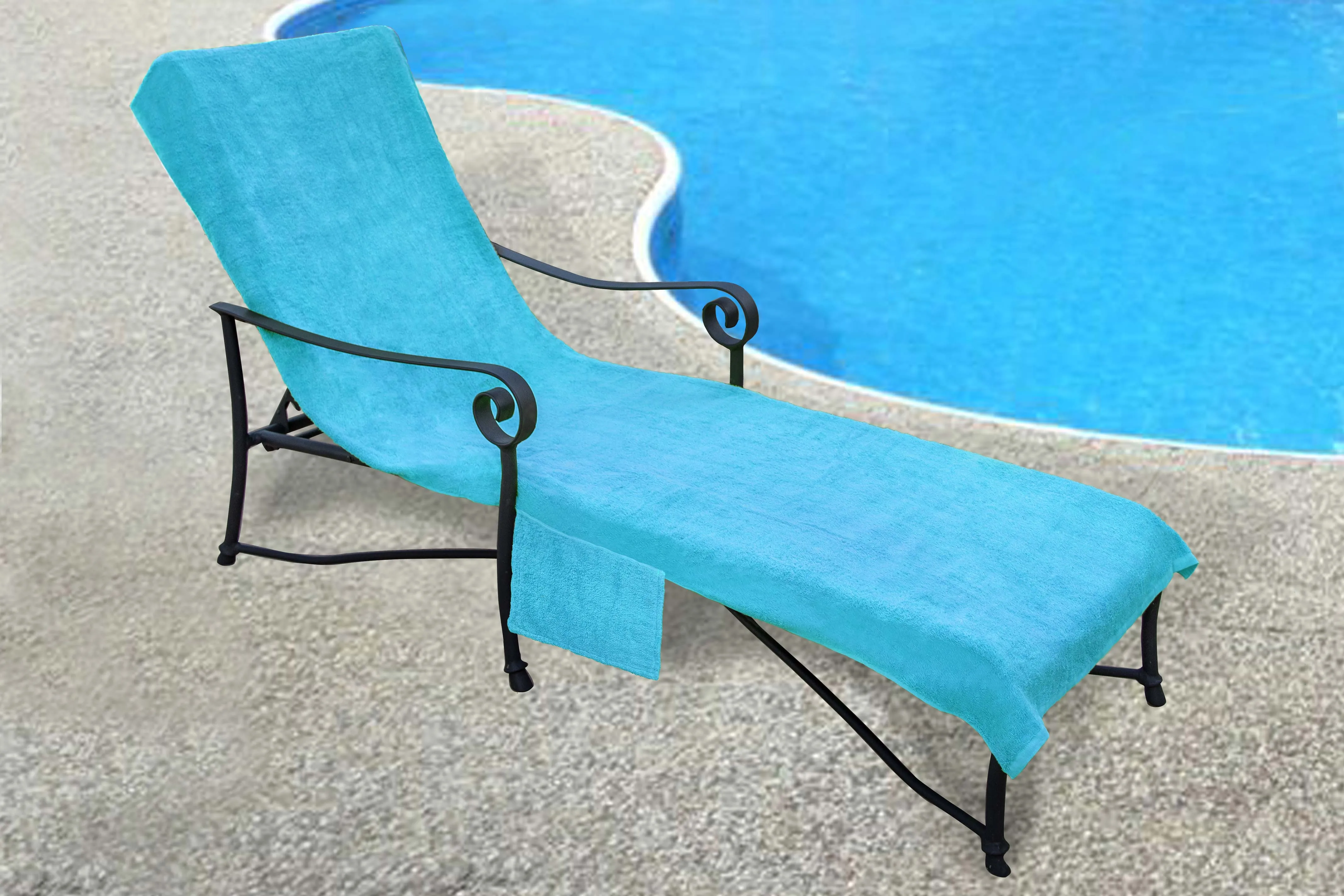 Pool Side Lounge Chair Chaise 100% Cotton Cover with Side Pocket (Various Colors)