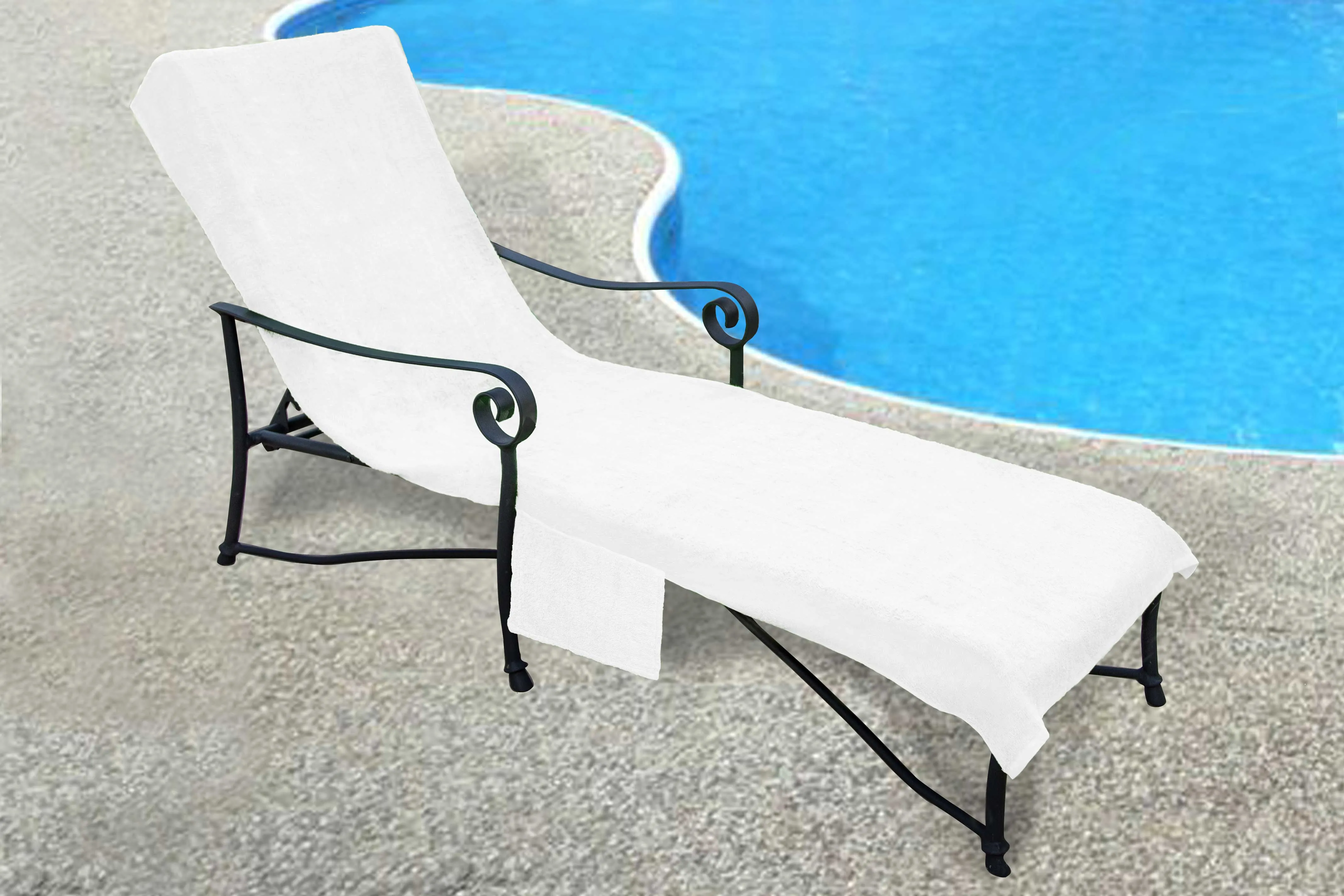 Pool Side Lounge Chair Chaise 100% Cotton Cover with Side Pocket (Various Colors)