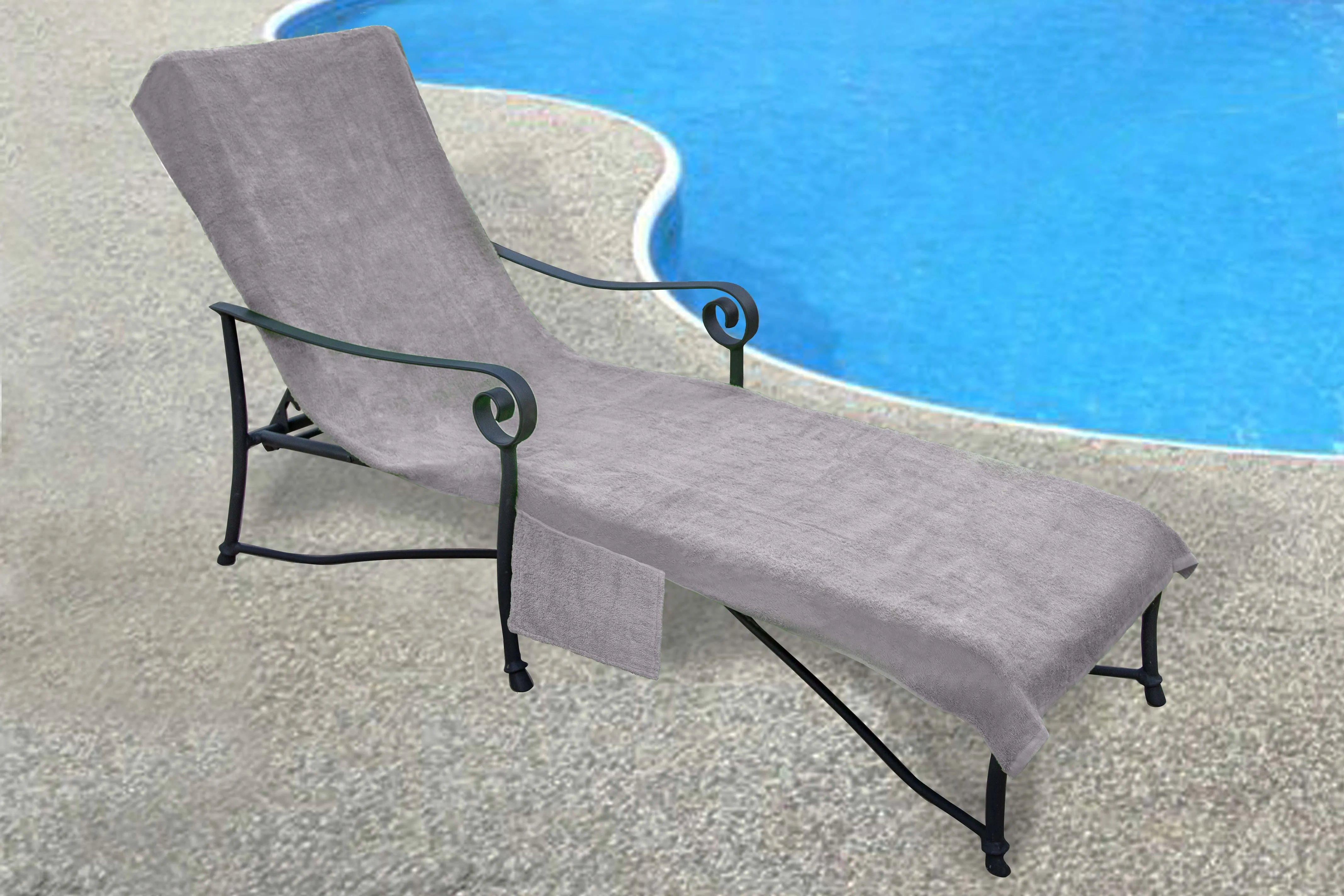 Pool Side Lounge Chair Chaise 100% Cotton Cover with Side Pocket (Various Colors)