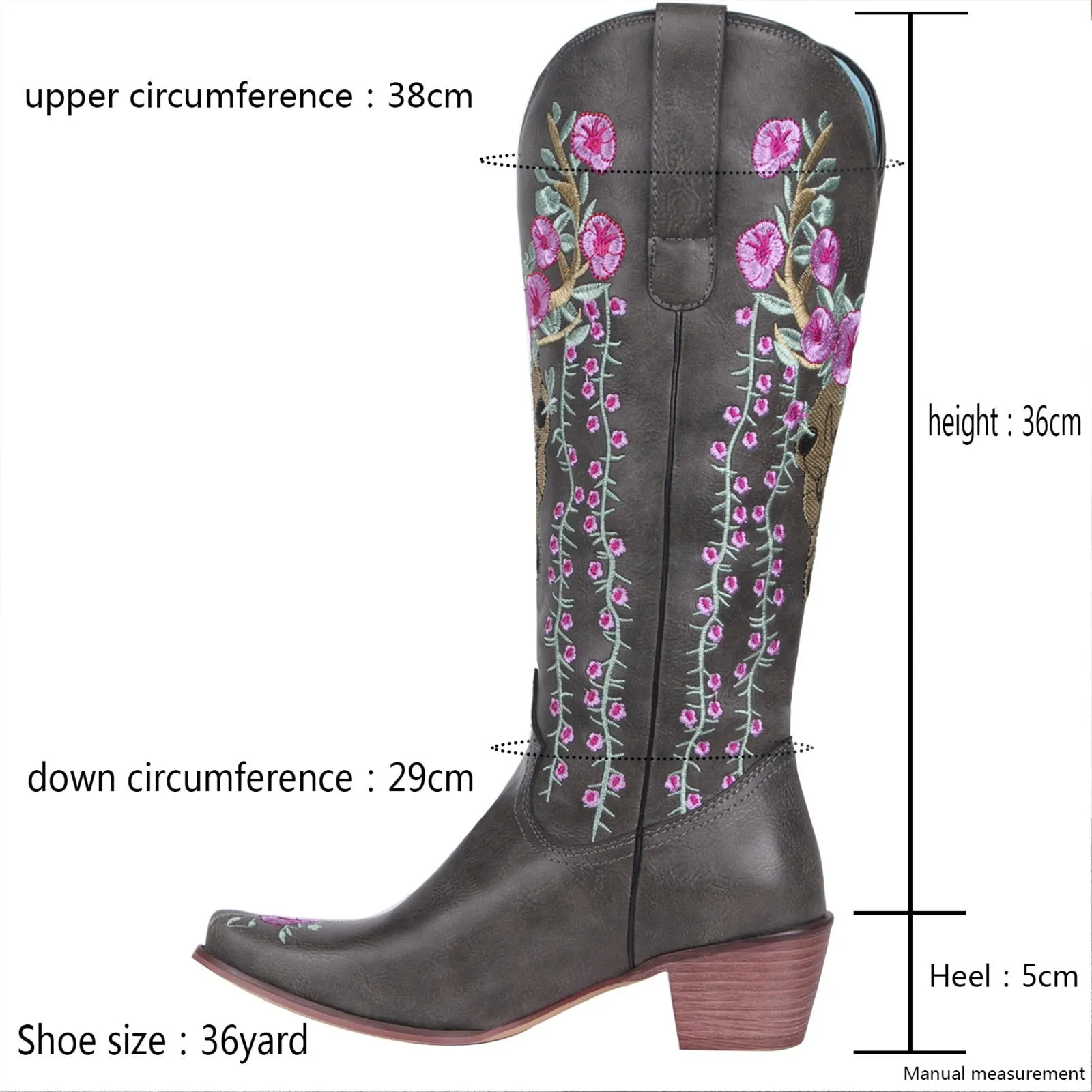 Prints Low Heels Motorcycle Riding Boots Shoes Ladies
