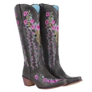 Prints Low Heels Motorcycle Riding Boots Shoes Ladies