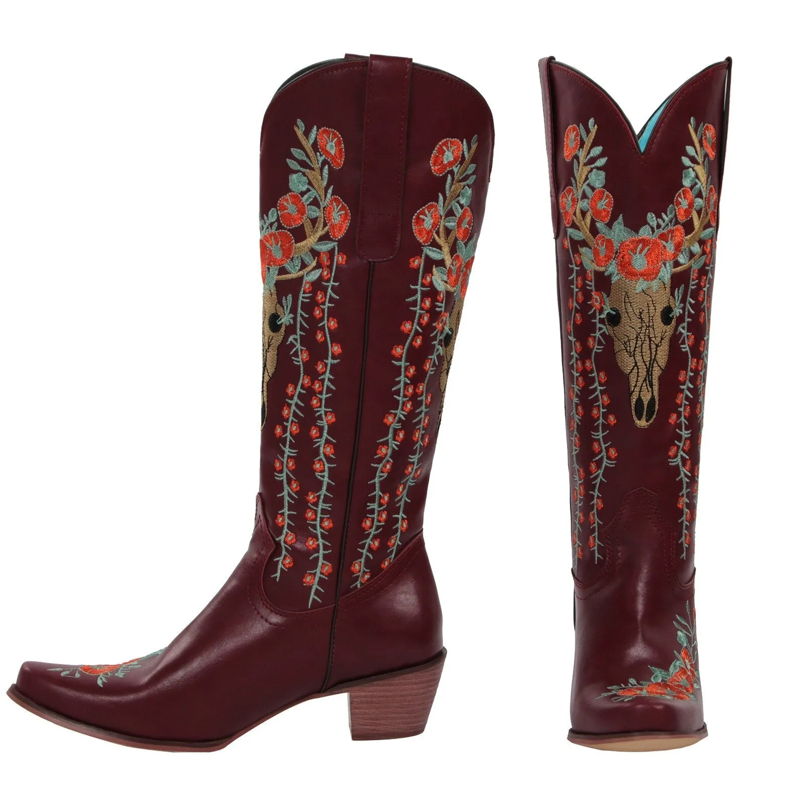 Prints Low Heels Motorcycle Riding Boots Shoes Ladies
