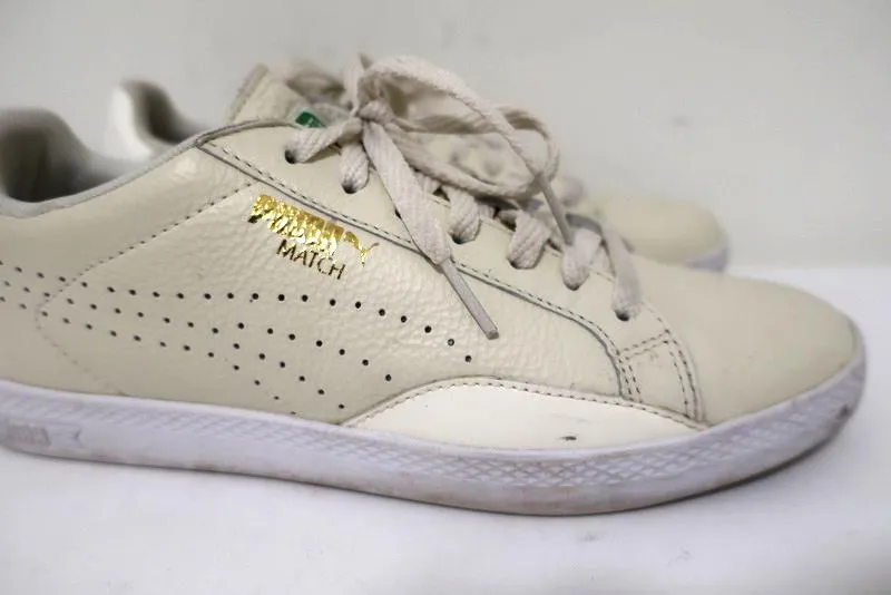 Puma Match Lo Sneakers Cream Patent-Trim Leather Size 7.5