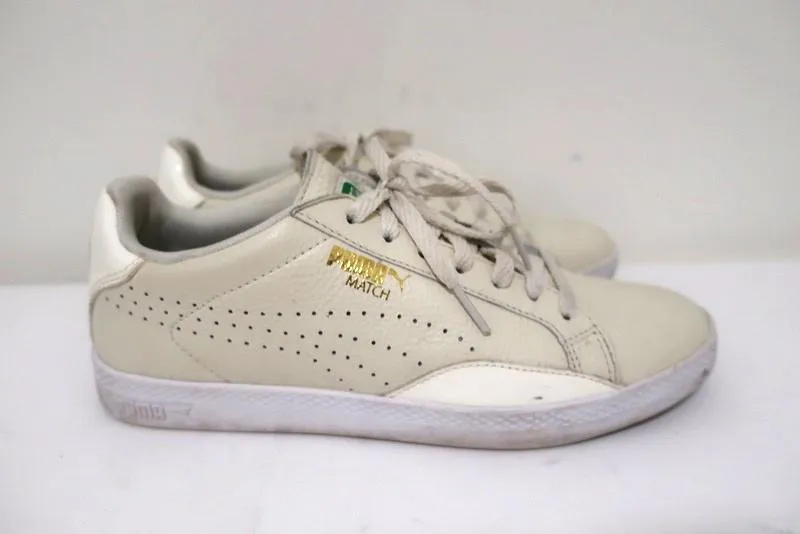 Puma Match Lo Sneakers Cream Patent-Trim Leather Size 7.5