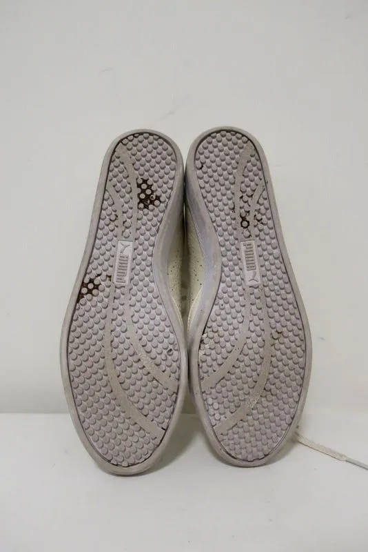 Puma Match Lo Sneakers Cream Patent-Trim Leather Size 7.5