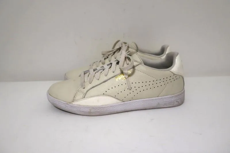 Puma Match Lo Sneakers Cream Patent-Trim Leather Size 7.5