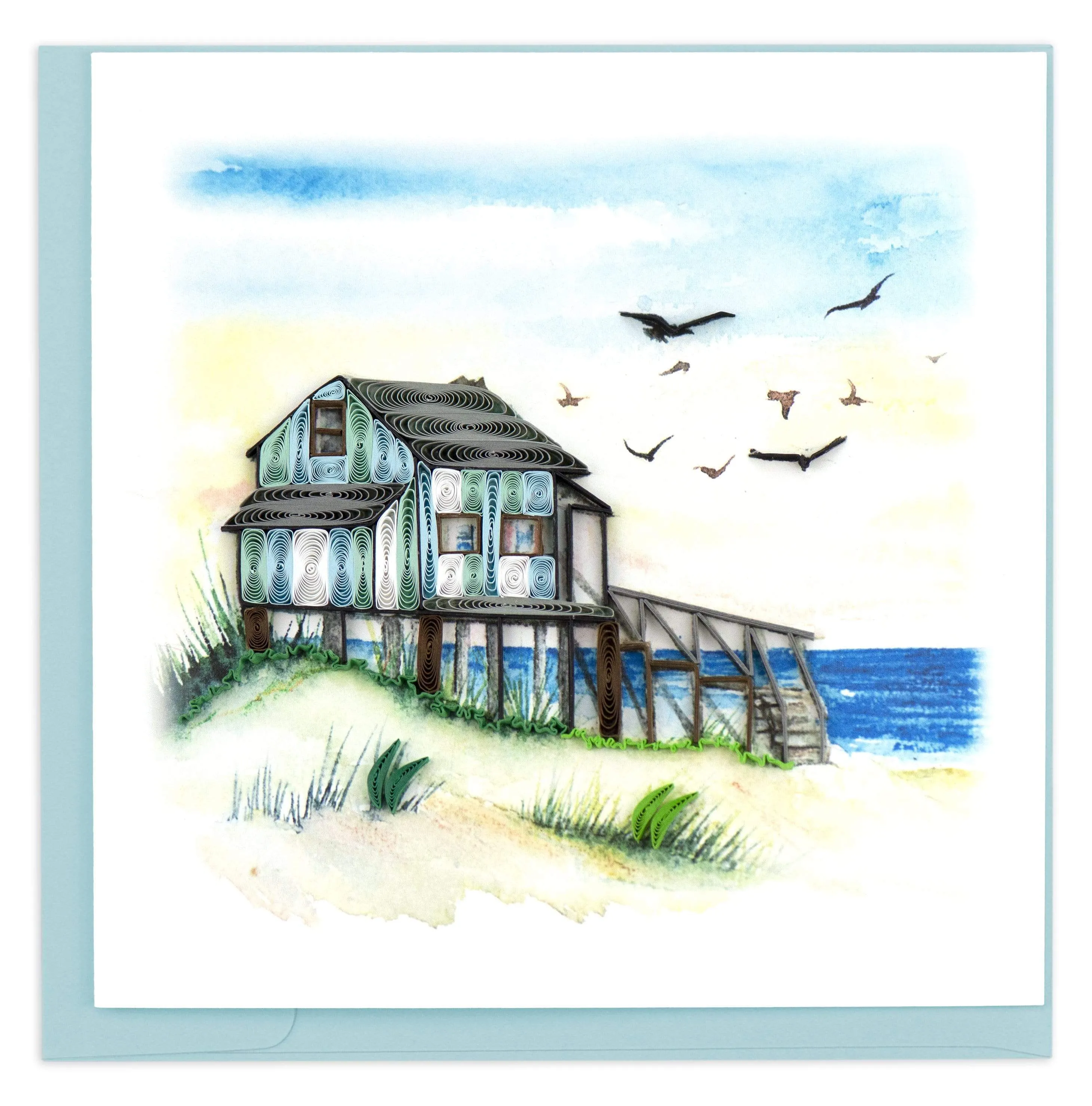 Quilled Beach House Greeting Card