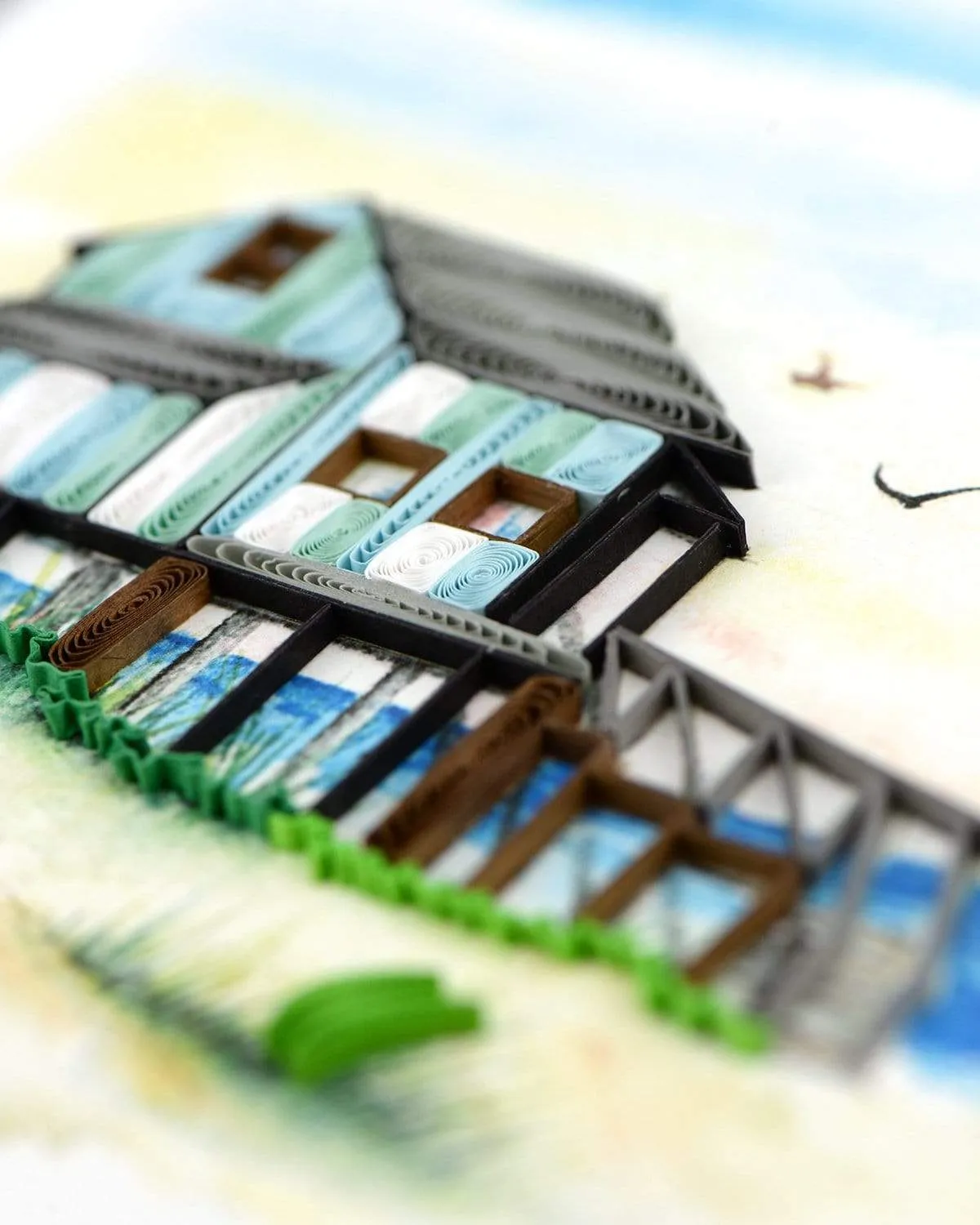 Quilled Beach House Greeting Card