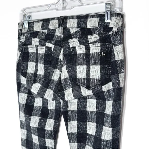 Rag &amp; Bone Buffalo Plaid Moto Zipper Flannel Full Length Skinny Jeans Pants 26