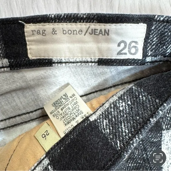 Rag &amp; Bone Buffalo Plaid Moto Zipper Flannel Full Length Skinny Jeans Pants 26