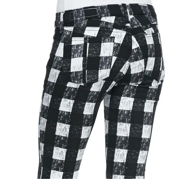 Rag &amp; Bone Buffalo Plaid Moto Zipper Flannel Full Length Skinny Jeans Pants 26