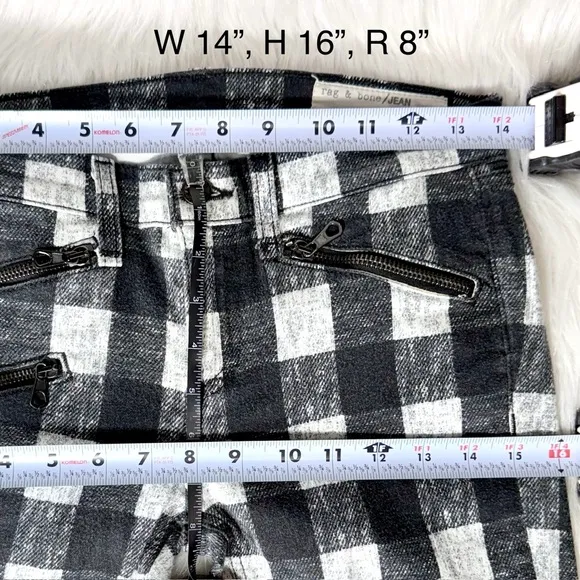 Rag &amp; Bone Buffalo Plaid Moto Zipper Flannel Full Length Skinny Jeans Pants 26