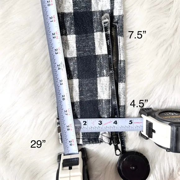 Rag &amp; Bone Buffalo Plaid Moto Zipper Flannel Full Length Skinny Jeans Pants 26