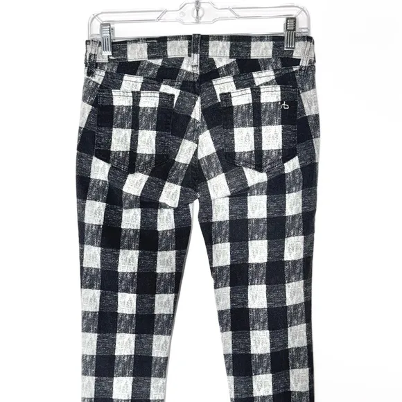 Rag &amp; Bone Buffalo Plaid Moto Zipper Flannel Full Length Skinny Jeans Pants 26