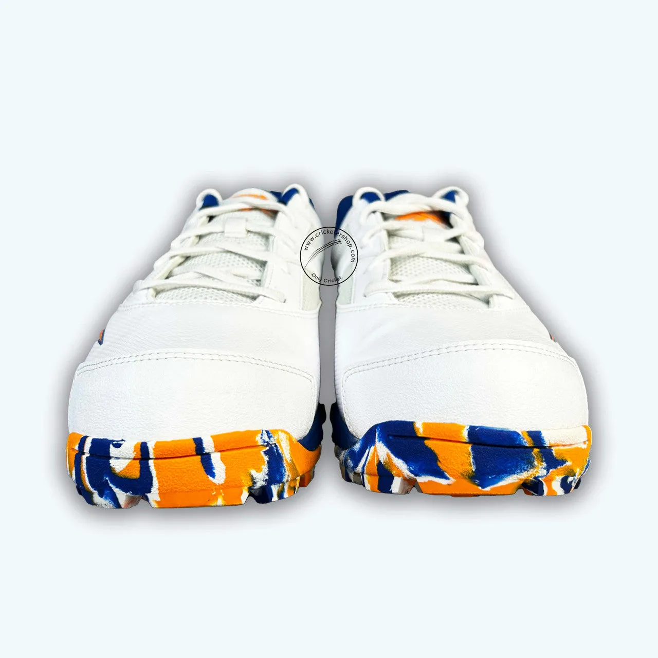 Reebok Re-Volve Tech Cricket Rubber Shoes White /Shocking Orange /Vector Blue Size