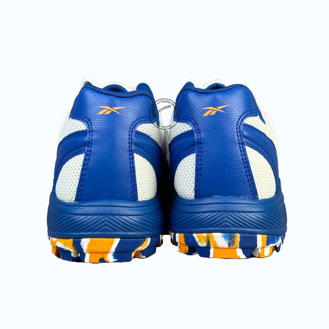 Reebok Re-Volve Tech Cricket Rubber Shoes White /Shocking Orange /Vector Blue Size