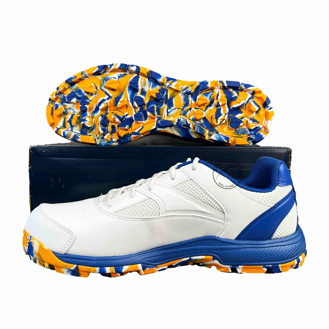 Reebok Re-Volve Tech Cricket Rubber Shoes White /Shocking Orange /Vector Blue Size