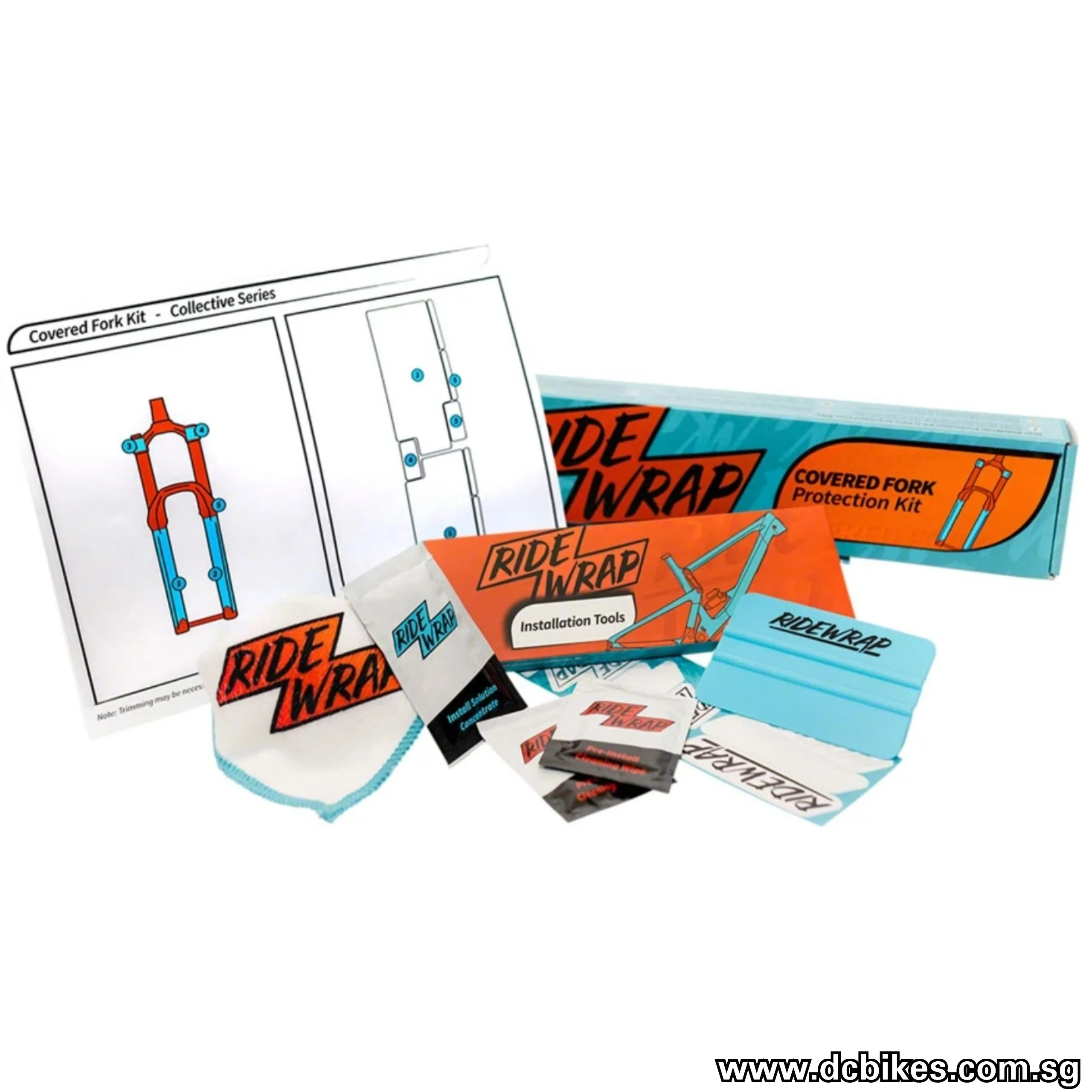 RideWrap 80% Covered Gloss | Matt MTB Road Gravel Fork Protection Decal Kit