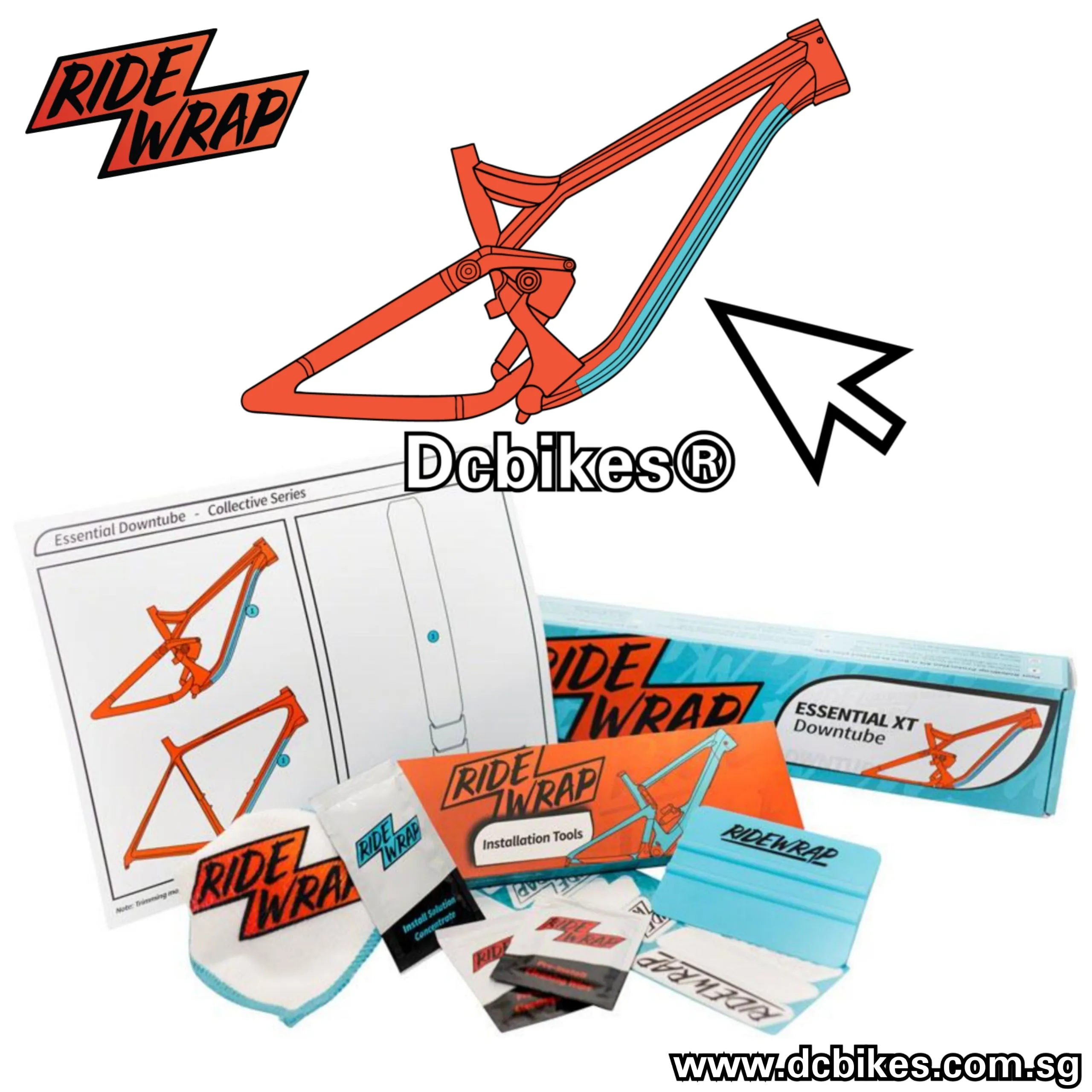 RideWrap Universal Gloss Clear Protection Downtube Xtra Thick Decal 