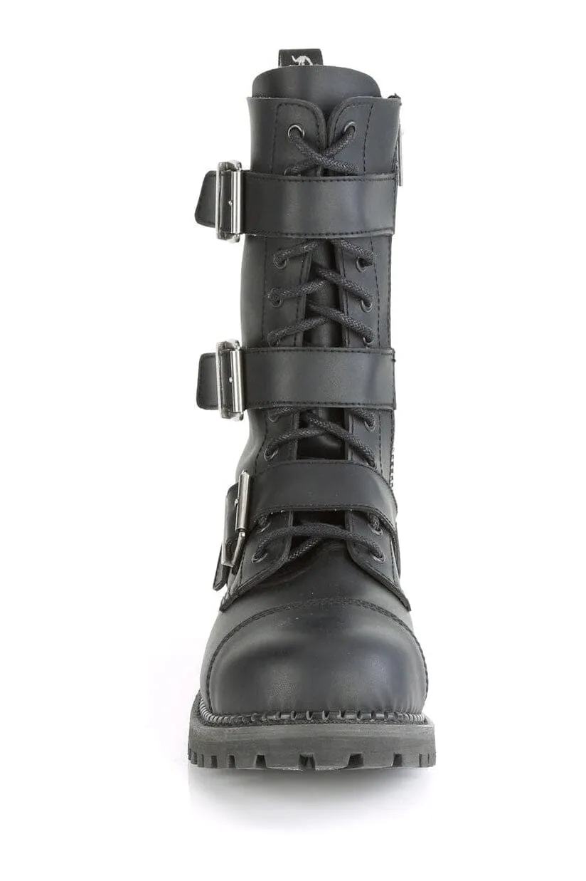 RIOT-12BK Black Vegan Leather Ankle Boot