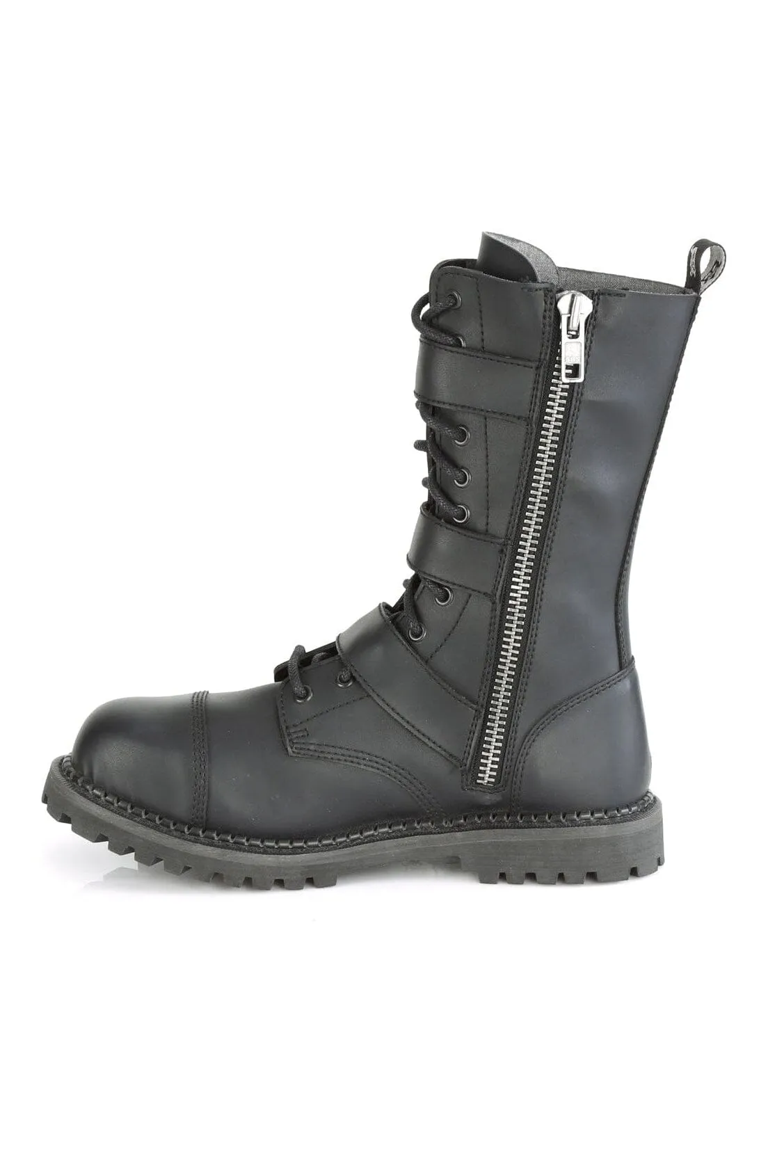 RIOT-12BK Black Vegan Leather Ankle Boot