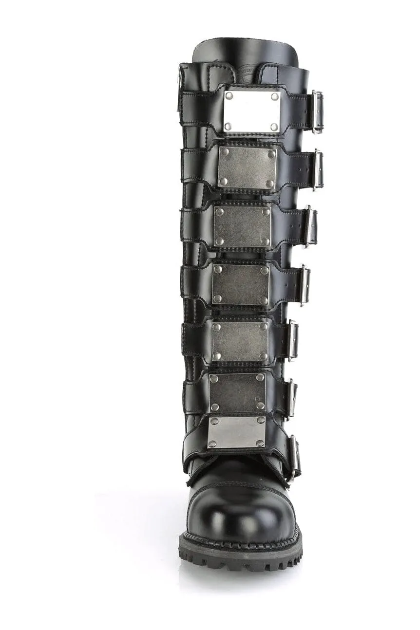 RIOT-21MP Black Leather Knee Boot
