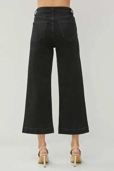 RISEN High Rise Wide Leg Ankle Jeans