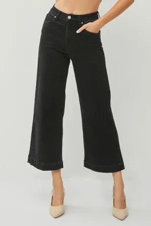 RISEN High Rise Wide Leg Ankle Jeans