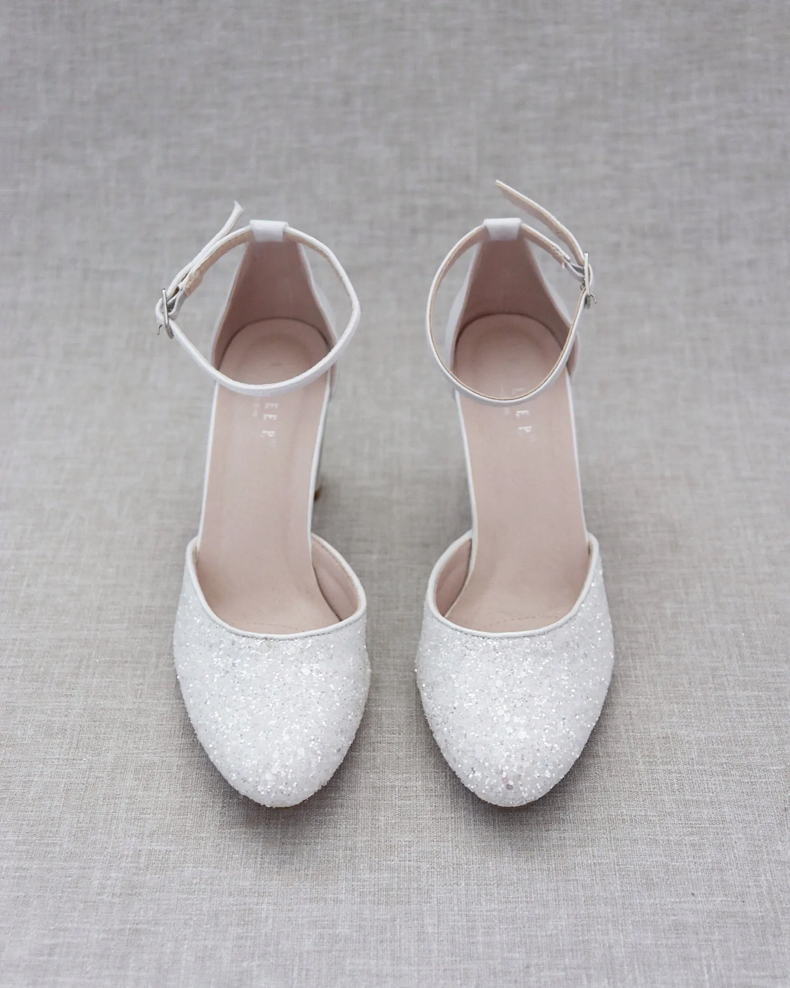 Rock Glitter Block Heel with Ankle Strap
