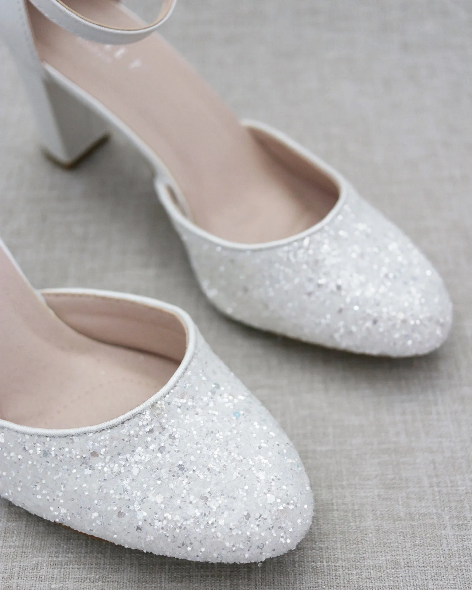 Rock Glitter Block Heel with Ankle Strap
