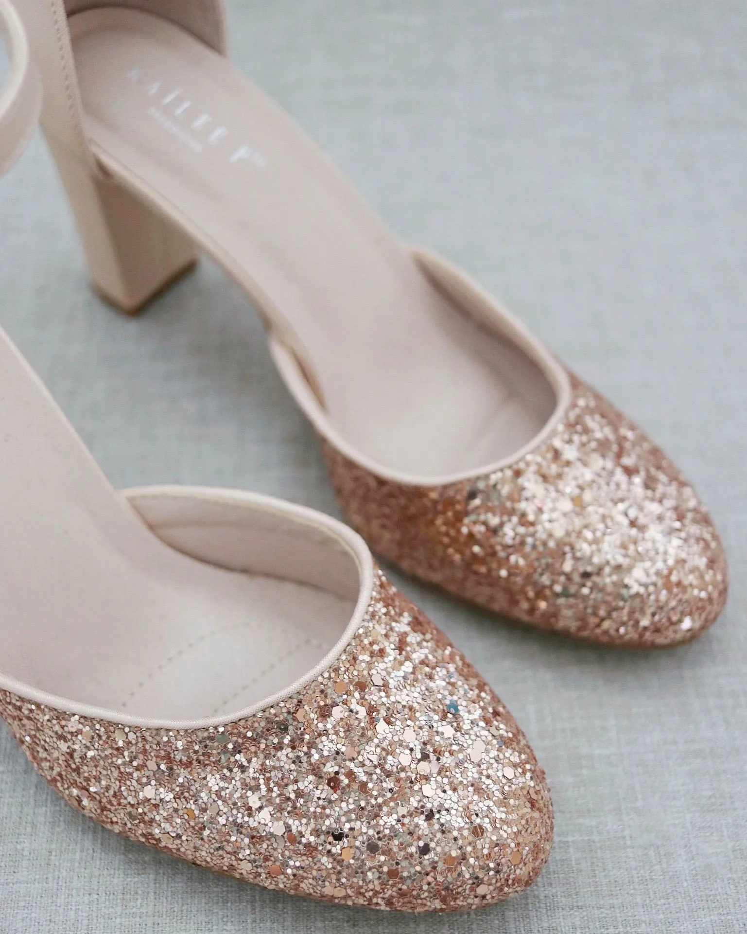 Rock Glitter Block Heel with Ankle Strap
