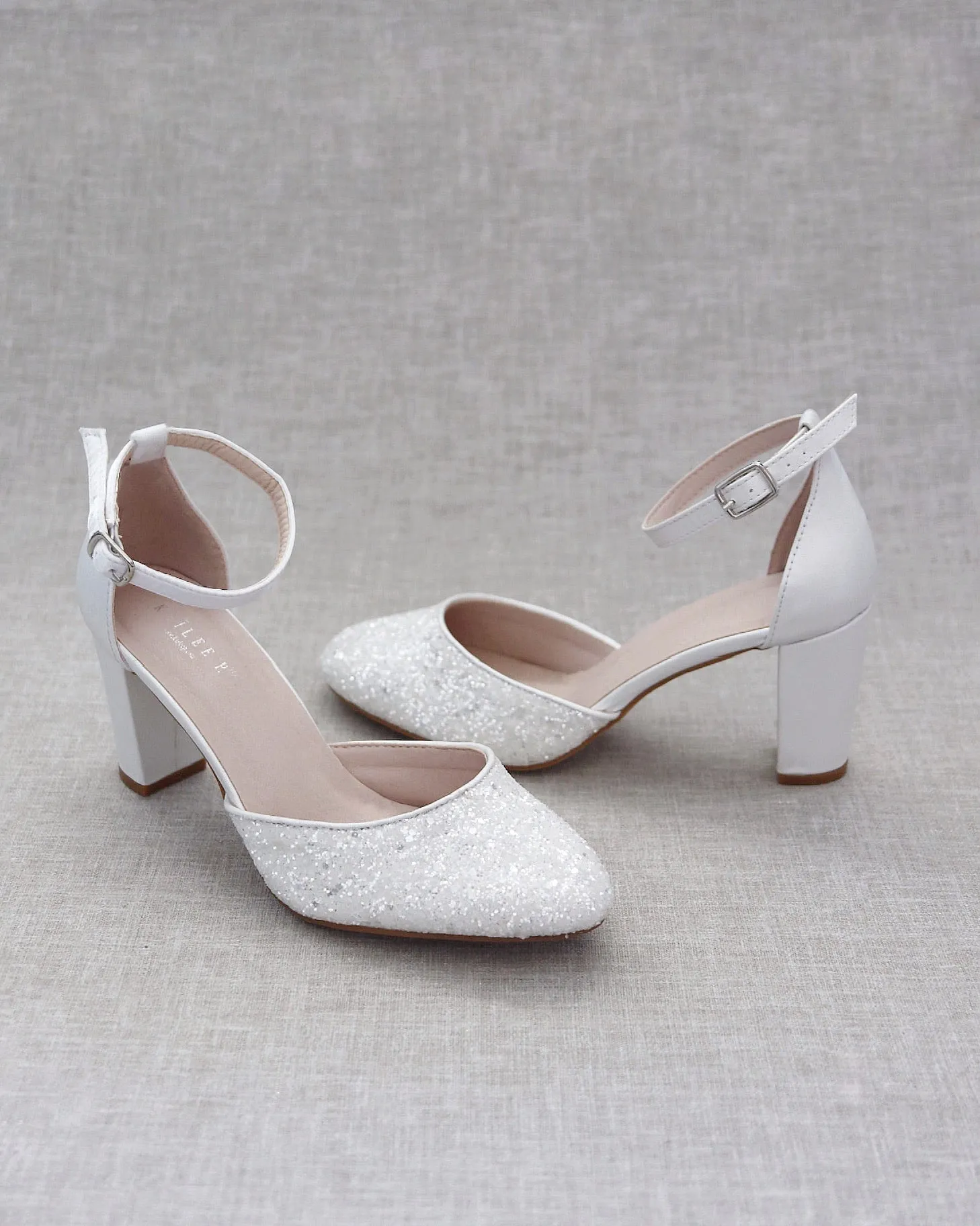 Rock Glitter Block Heel with Ankle Strap