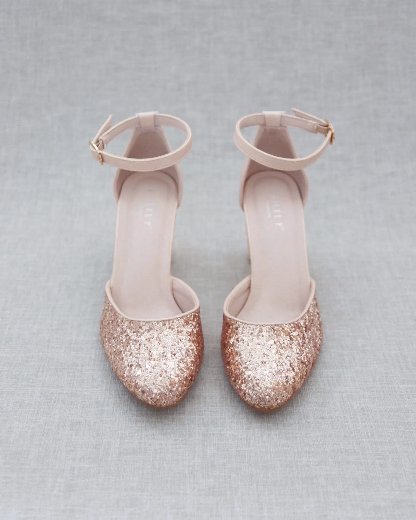 Rock Glitter Block Heel with Ankle Strap