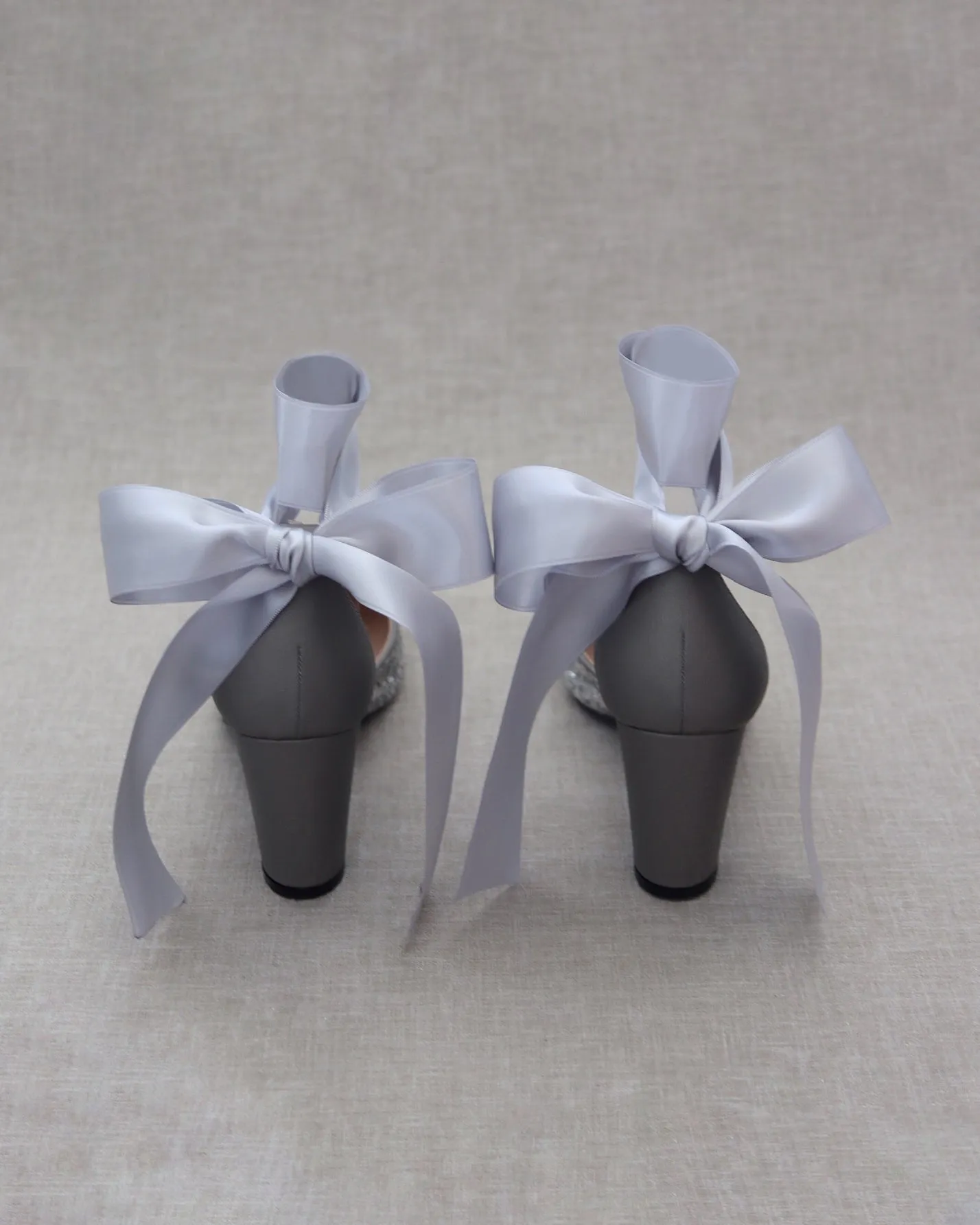 Rock Glitter Block Heel with Wrapped Satin Tie