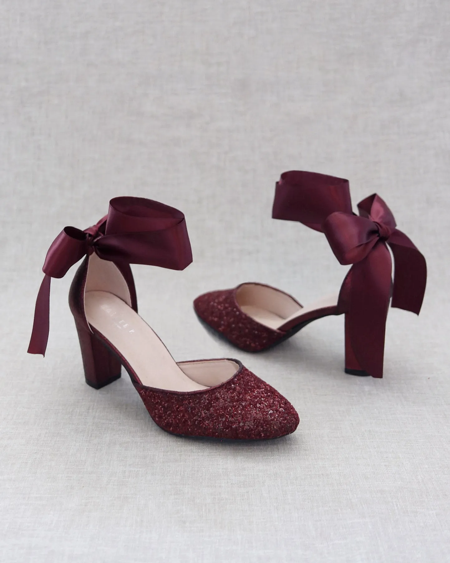 Rock Glitter Block Heel with Wrapped Satin Tie