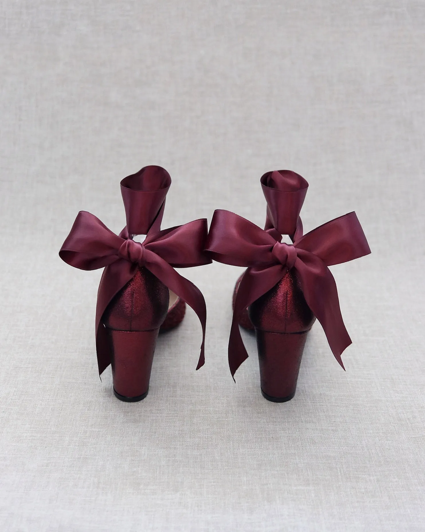 Rock Glitter Block Heel with Wrapped Satin Tie