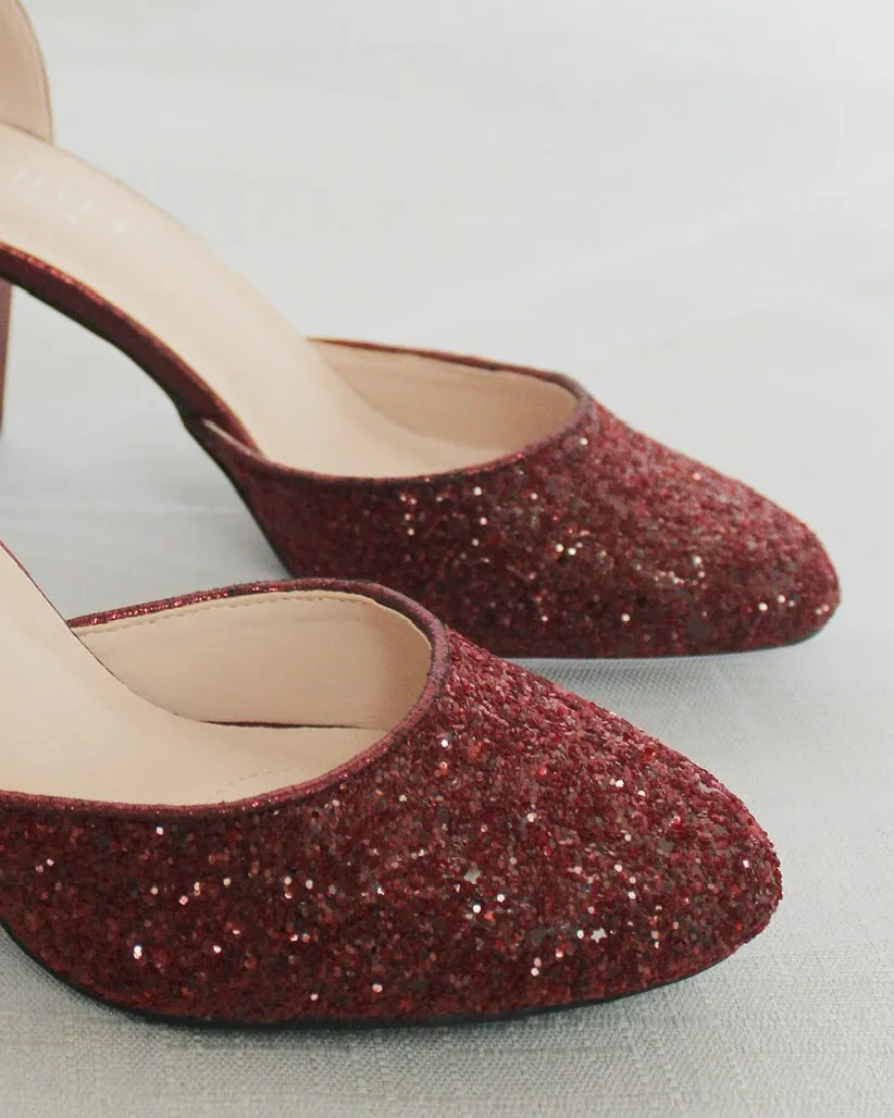 Rock Glitter Block Heel with Wrapped Satin Tie