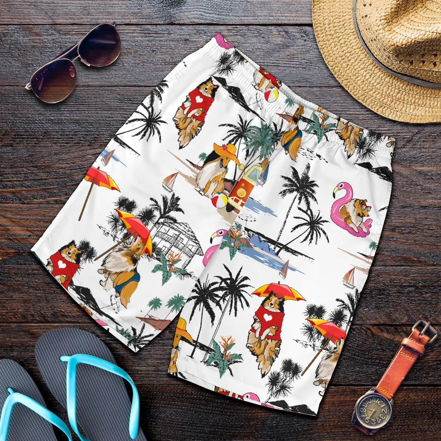 Rough Collie-Summer Beach Mens Shorts