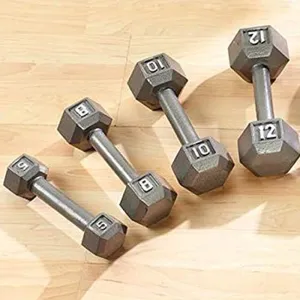 Sammons Preston-77926 Standard Hex Dumbbells, 8 LB, Smooth, Durable, and Long-Lasting Hand Weights, Easy-to-Read Numbers, Safe Handling, Edges Designed to Not be Able Roll Away, Sold Individually