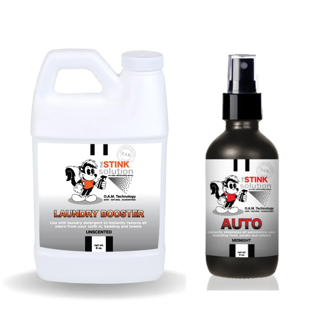 Sample Bundle - 1 Unscented Mini Laundry Booster   1 Auto Odor Eliminator 4 oz