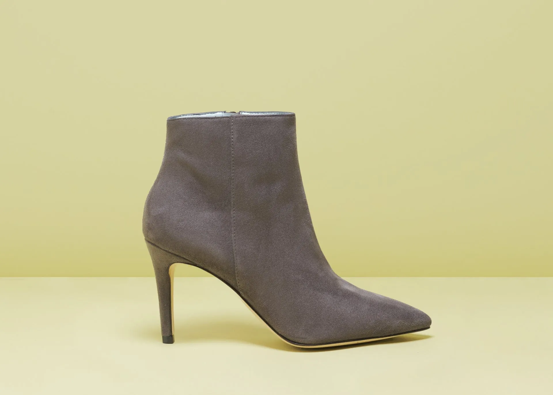 Saskia Vegan Suede High Heel Ankle Boots | Grey