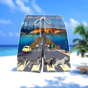 Schnauzer Cross the road- Men Hawaii Beach Shorts