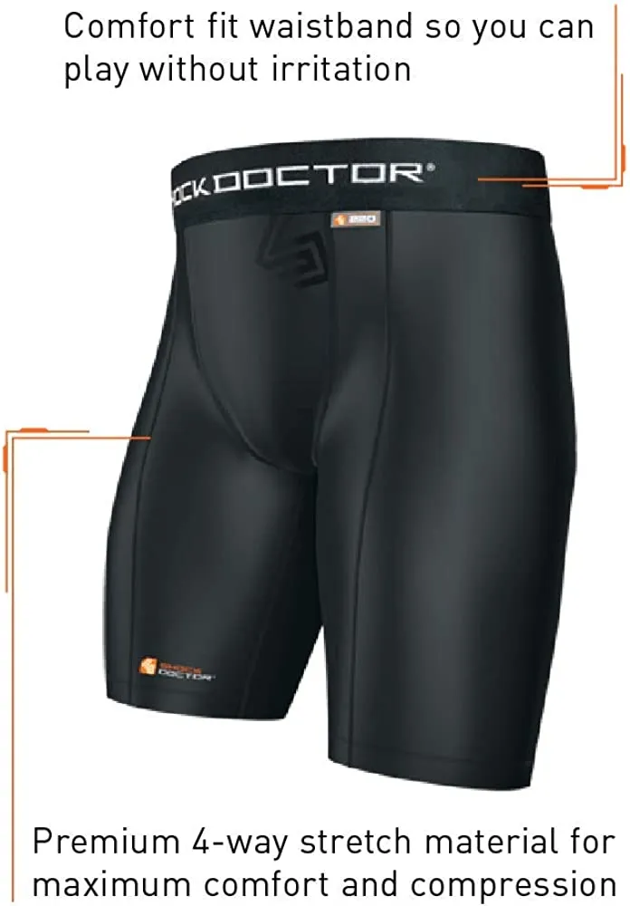 Shock Doctor Compression Shorts with Cup Pocket. Supporter Underwear (Cup NOT included)LARGE- 220-01-34 - Clearance