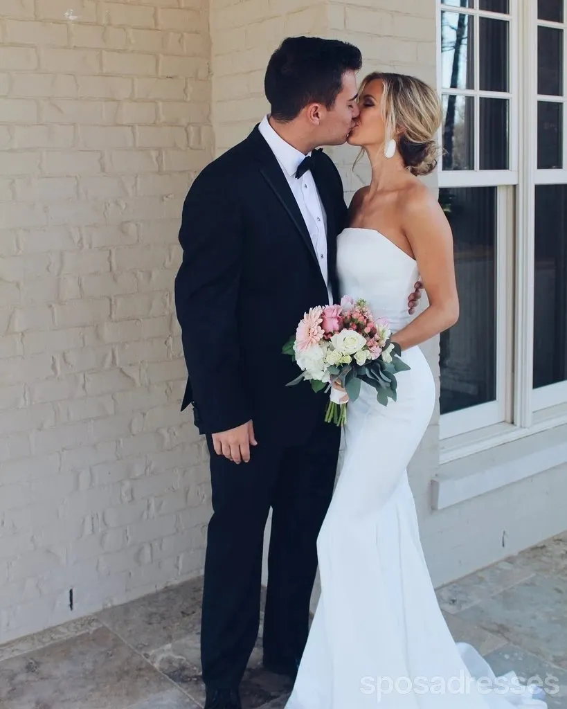 Simple Strapless Mermaid Cheap Wedding Dresses Online, Cheap Bridal Dresses, WD610