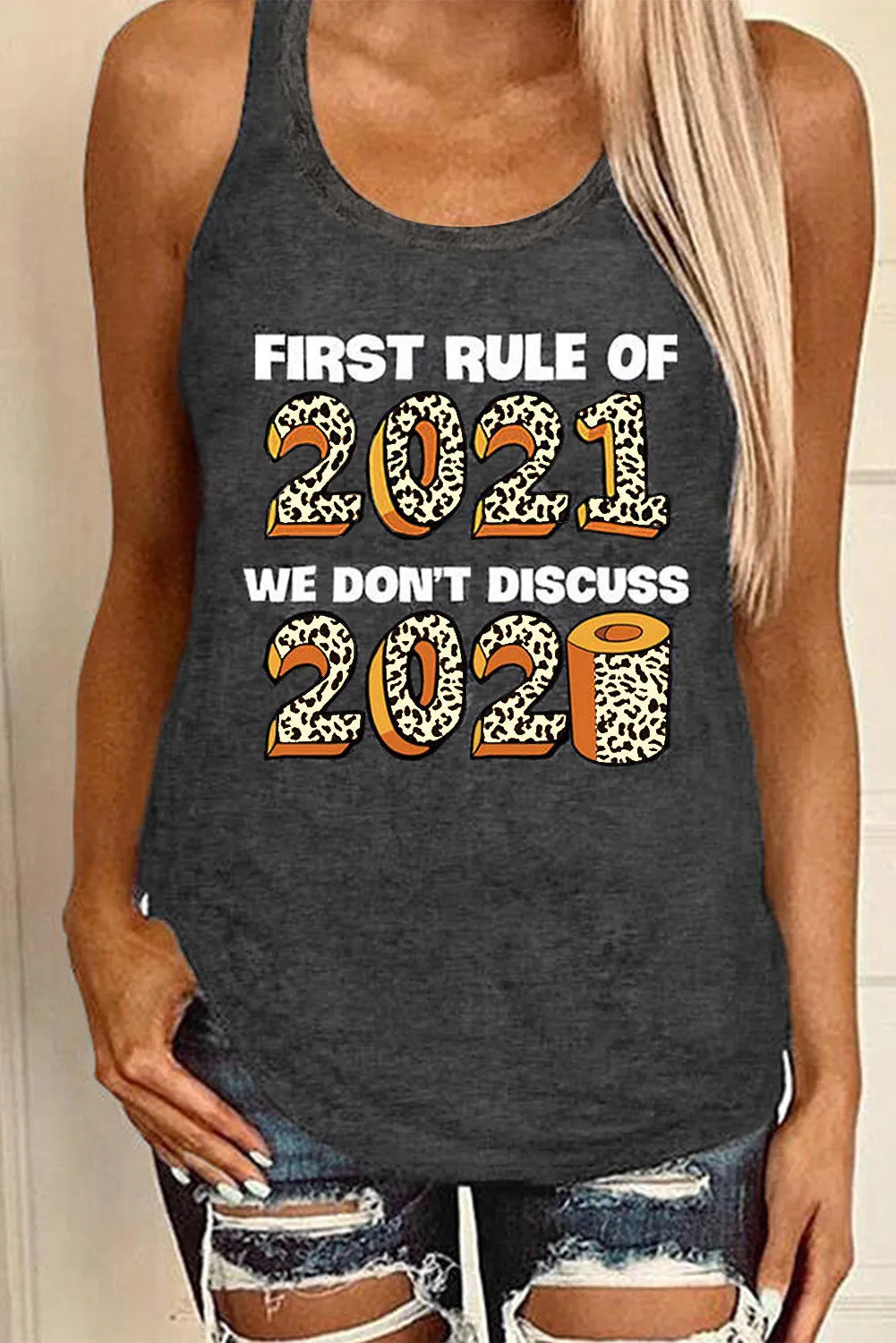 Slogan Print Gray Vest