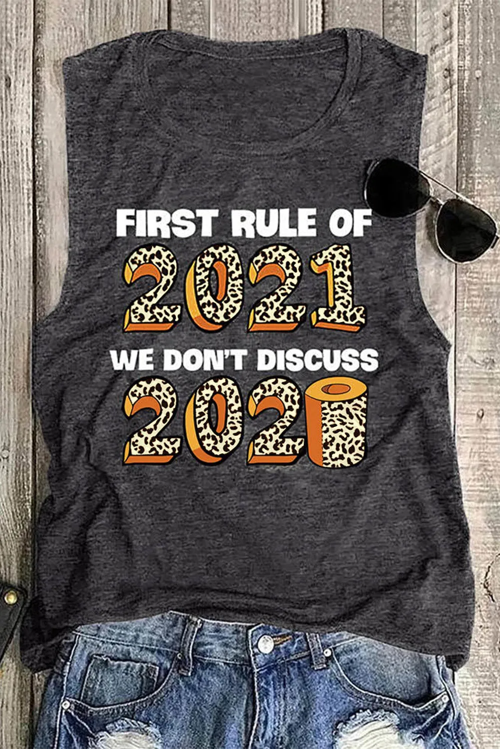 Slogan Print Gray Vest