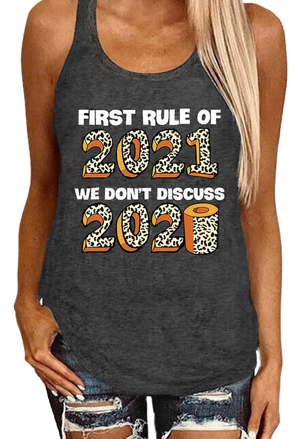 Slogan Print Gray Vest